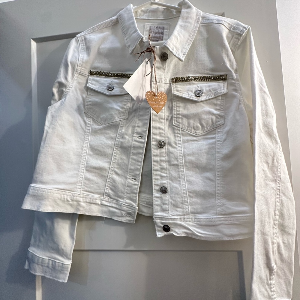 White Denim Jacket with Studded Details